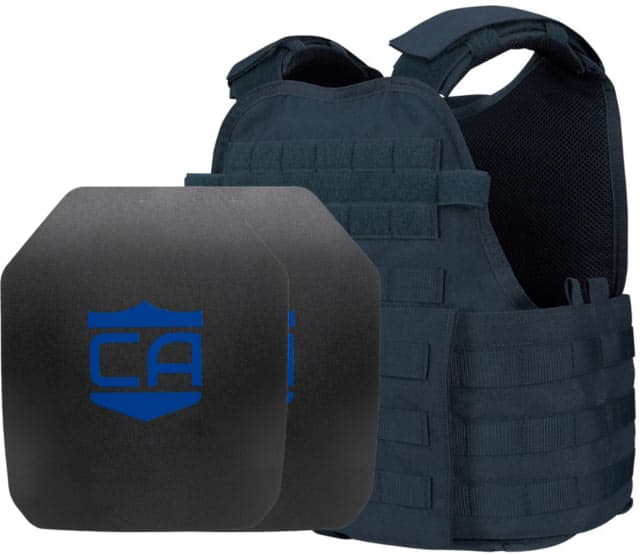 Caliber Armor AR550 Level III+ Body Armor and Condor MOPC Complete Plate Carrier Package SAPI Cut Navy Blue
