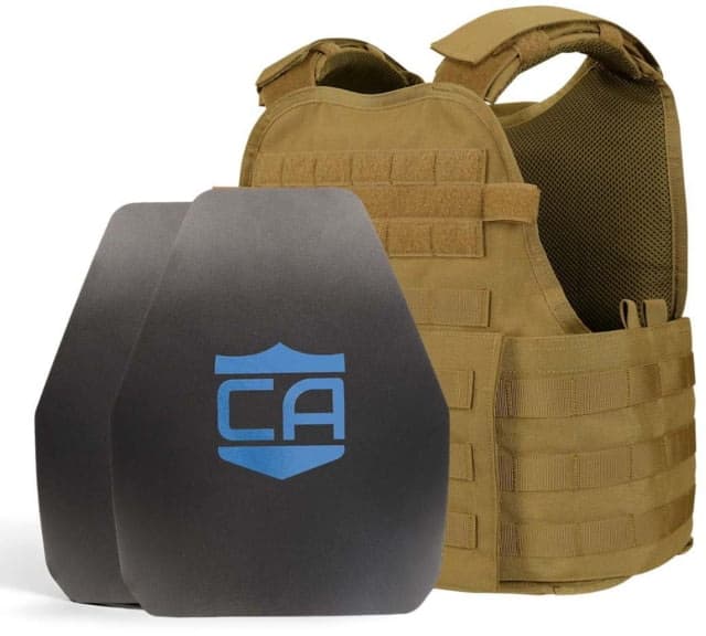 Caliber Armor AR550 Level III+ Body Armor and Condor MOPC Package Shooter Cut Coyote Brown Medium/2XL