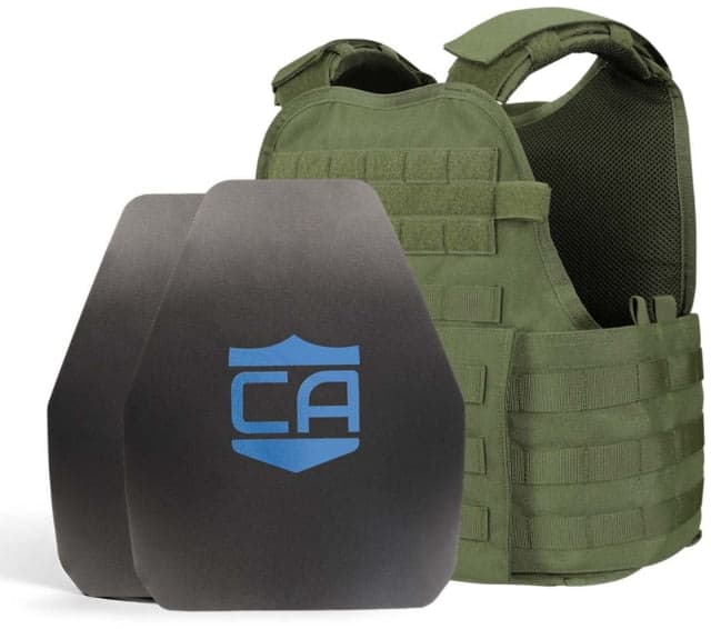 Caliber Armor AR550 Level III+ Body Armor and Condor MOPC Package Shooter Cut OD Green Medium/2XL