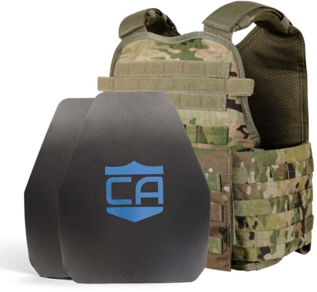 Caliber Armor AR550 Level III+ Body Armor and Condor MOPC Package Shooter Cut Scorpion OCP Medium/2XL
