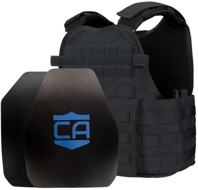 Caliber Armor AR550 Level III+ Body Armor and Condor MOPC Package SAPI Style + Shooter Cut Black Medium/2XL