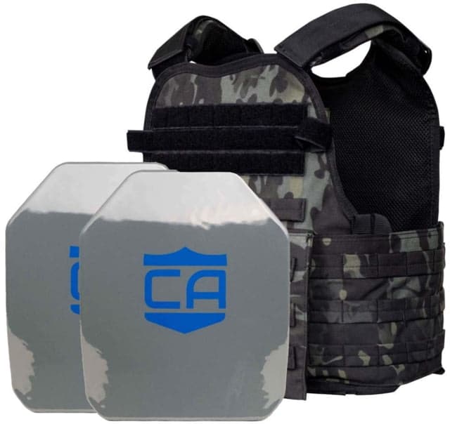 Caliber Armor AR550 Level III+ Body Armor w/ Spall Coat Condor MOPC Package SAPI Style Black Multicam Medium/2XL