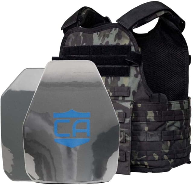 Caliber Armor AR550 Level III+ Body Armor w/ Spall Coat Condor MOPC Package SAPI/Shooter Style Black Multicam Medium/2XL
