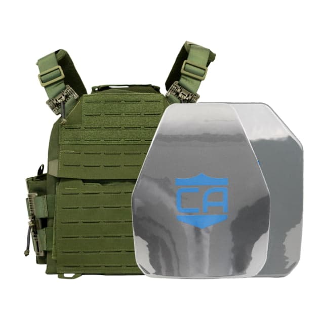 Caliber Armor Ar550 Nij Iii+ Recon Polyshield Complete Plate Carrier Package Shooters/Sapi Od Green 19-Ar5501