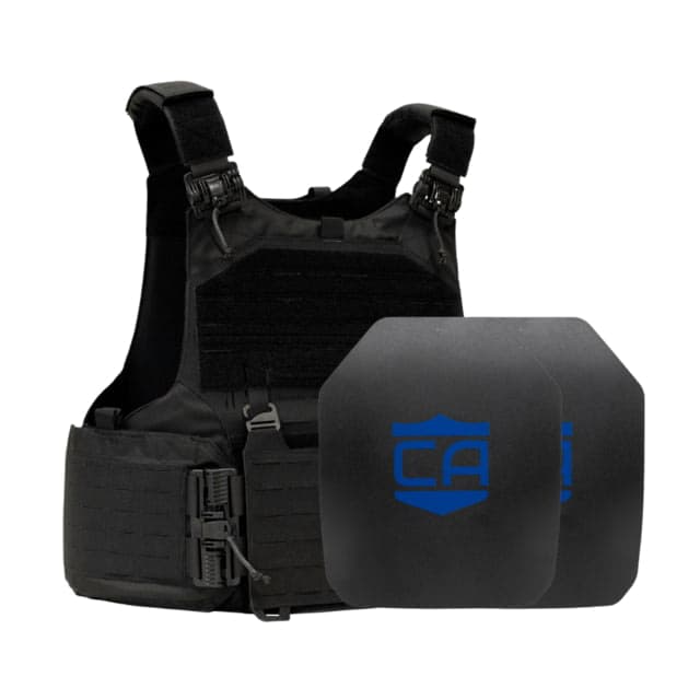 Caliber Armor AR550 w/ M.O.D. NIJ III+ Standard Complete Plate Carrier Package - Set of 2 SAPI Black Large