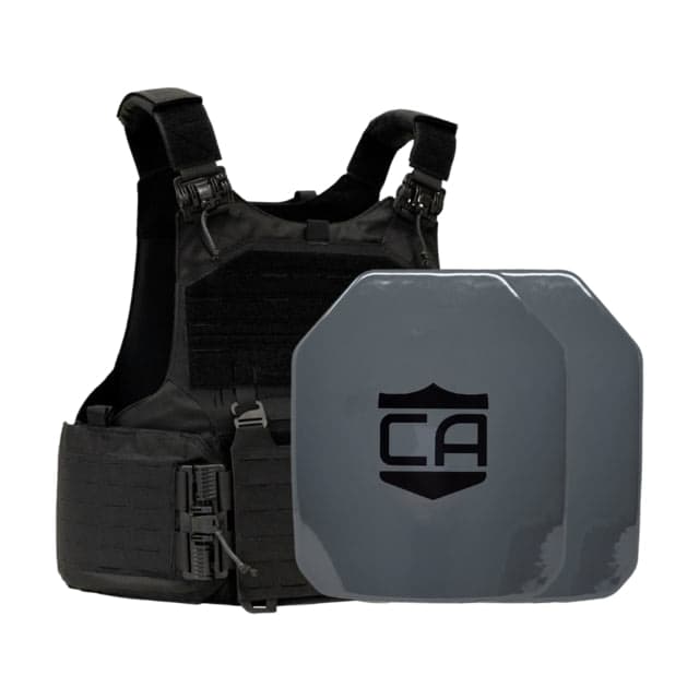 Caliber Armor AV2 Package - Set of 2 NIJ III+/RF2 M.O.D. Complete Plate Carrier Package - Set of 2 SAPI Black /Medium