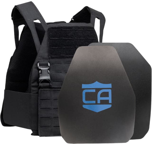 Caliber Armor Caliber AR550 DV8 - Level III+ Body Armor Complete Plate Carrier Package Shooter/SAPI Cut Black 10x12in
