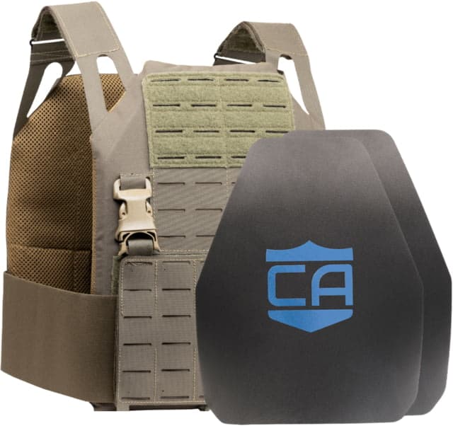 Caliber Armor Caliber AR550 DV8 - Level III+ Body Armor Complete Plate Carrier Package Shooters Cut Ranger Green 11x14in