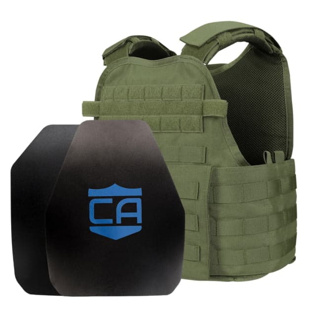 Caliber Armor AR550 III+ Condor MOPC Complete Plate Carrier Package Shooters/SAPI Ranger Green 10x12in
