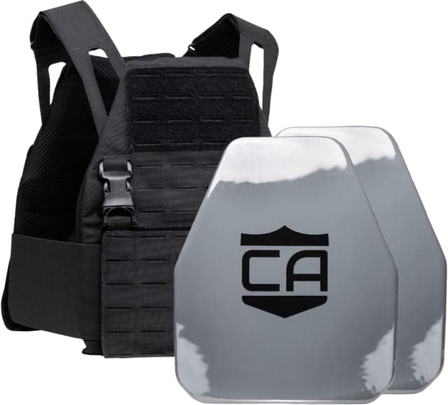 Caliber Armor Caliber AV2 DV8 - RF2 Body Armor Complete Plate Carrier Package Shooters Cut Black 11x14in