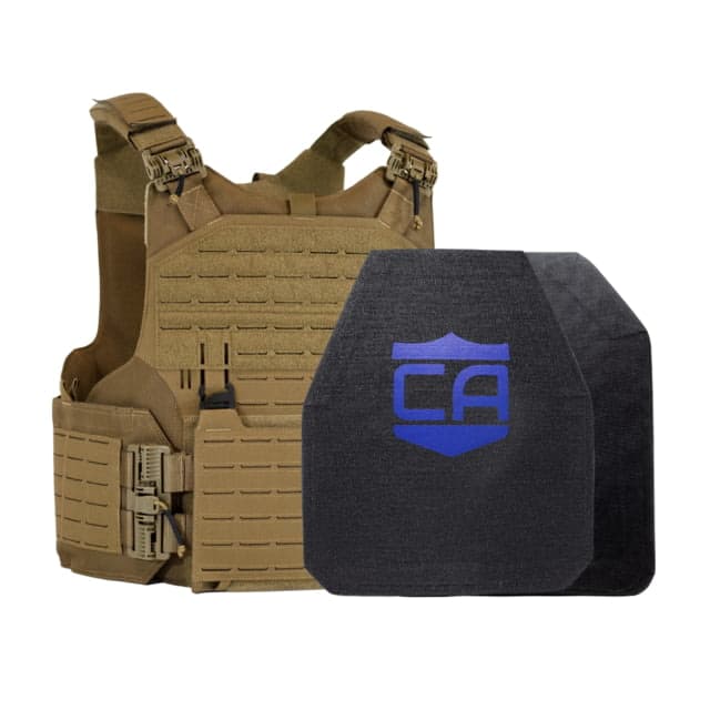 Caliber Armor Level IV w/M.O.D. Complete Plate Carrier Package Shooters/SAPI Coyote Tan 10x12in/Small