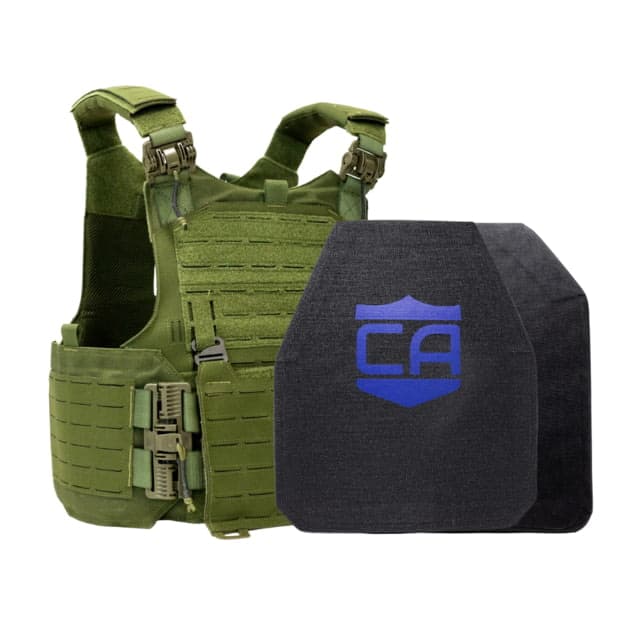 Caliber Armor Level IV w/M.O.D. Complete Plate Carrier Package Shooters/SAPI OD Green 10x12in/Large