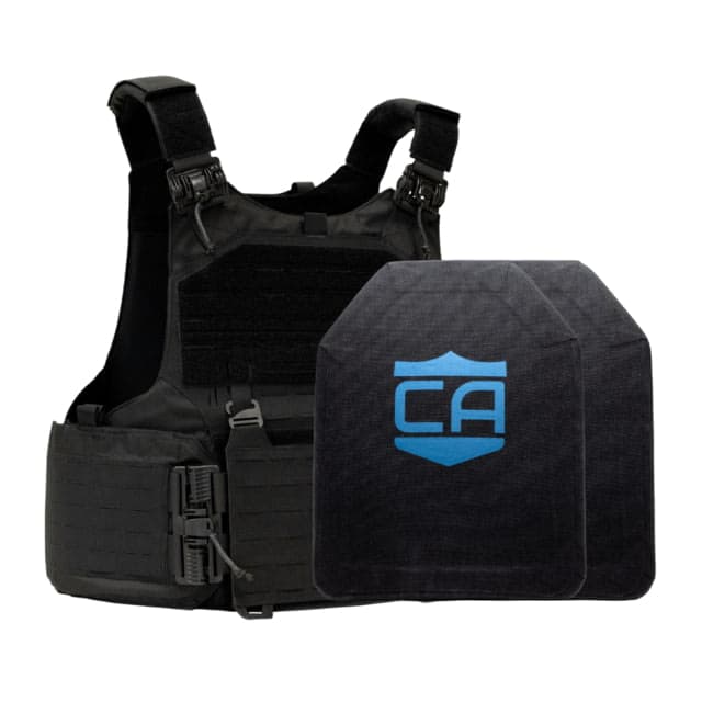 Caliber Armor Level IV w/M.O.D. Complete Plate Carrier Package - Set of 2 SAPI Black 9.5x12.5in/Medium
