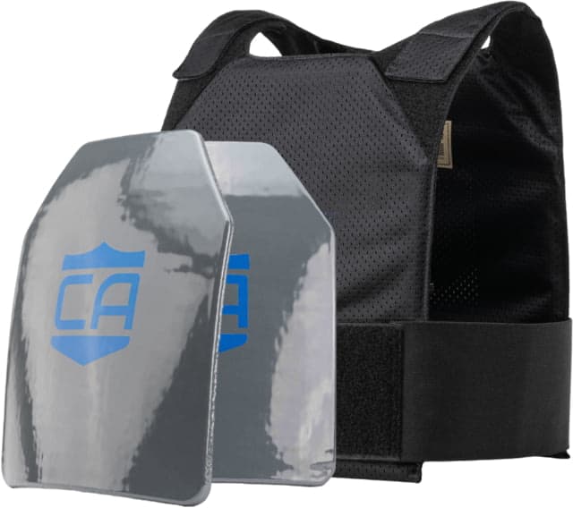 Caliber Armor CaliberHX IIIA Hard Armor Gray Man Concealable Complete Plate Carrier Package Black 10x12in