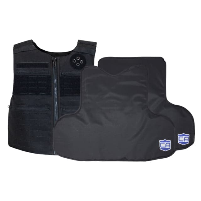 Caliber Armor CaliberX Patrol NIJ IIIA/HG2 Vest Soft Complete Plate Carrier Package Black Large