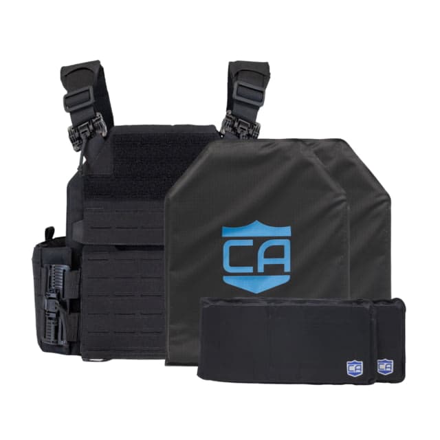 Caliber Armor CaliberX Soft IIIA/HG2 Recon Complete Plate Carrier Package - Side Panels Black Medium