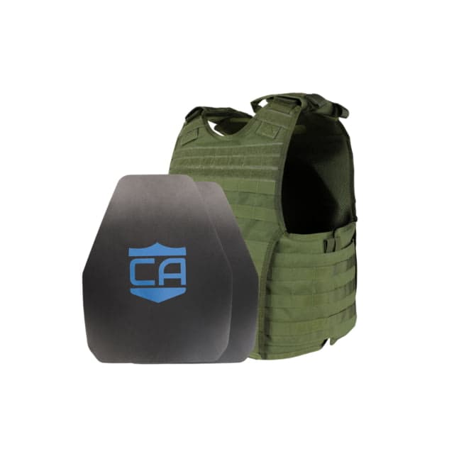 Caliber Armor Condor EXO&AR550 Level III+ Standard Complete Plate Carrier Package Shooters OD Green Small/Medium
