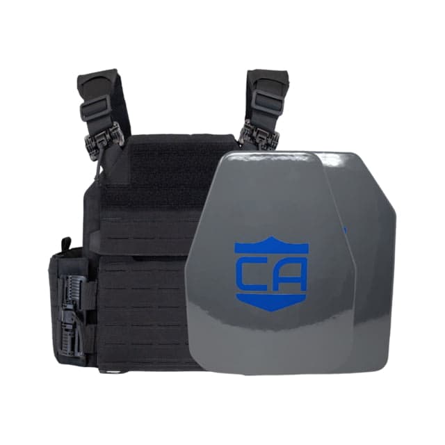 Caliber Armor Uhmwpe Maritime Nij Iii Recon Complete Plate Carrier Package Shooters/Sapi Black Medium