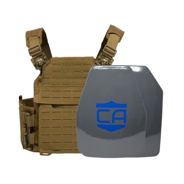 Caliber Armor Uhmwpe Maritime Nij Iii Recon Complete Plate Carrier Package Shooters/Sapi Coyote Tan Medium