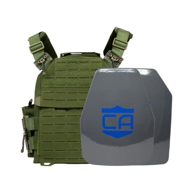 Caliber Armor Uhmwpe Maritime Nij Iii Recon Complete Plate Carrier Package Shooters/Sapi Od Green Medium