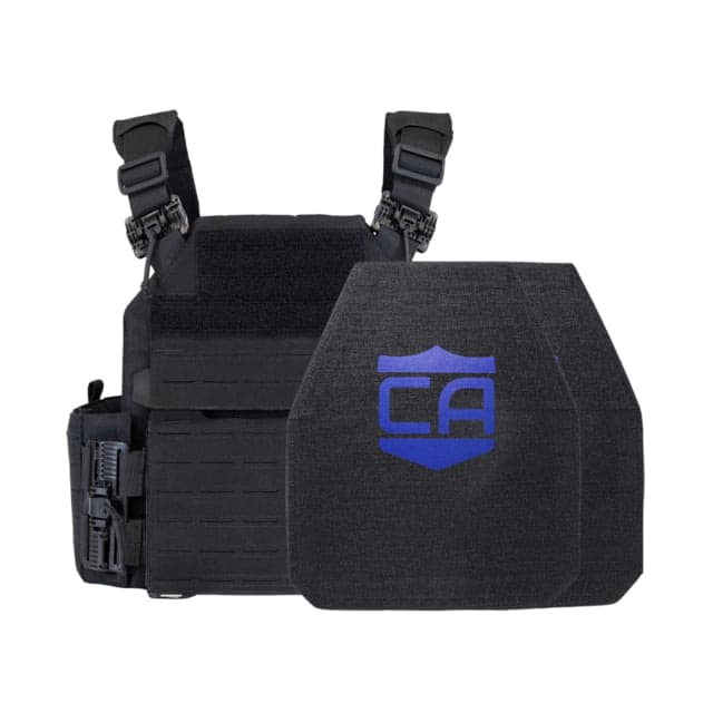Caliber Armor Recon NIJ IV Complete Plate Carrier Package - Set of 2 Shooters Black 10x12in/Medium