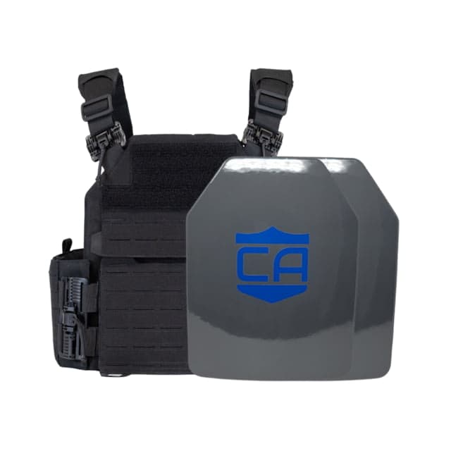 Caliber Armor Uhmwpe Maritime Nij Iii Recon Complete Plate Carrier Package - Set Of 2 Sapi Black Medium