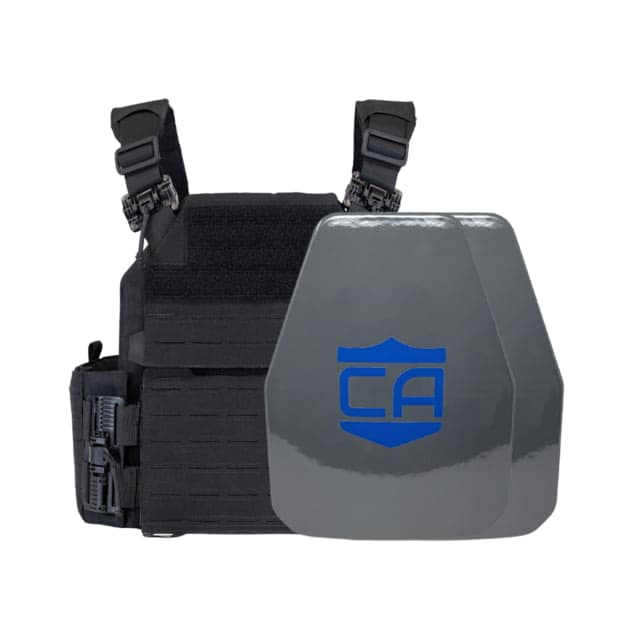 Caliber Armor Uhmwpe Maritime Nij Iii Recon Complete Plate Carrier Package - Set Of 2 Shooters Black Medium