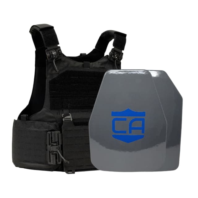 Caliber Armor UHMWPE Maritime NIJ III w/ M.O.D. Complete Plate Carrier Package Shooters/SAPI Black 9.5x12.5in/Small