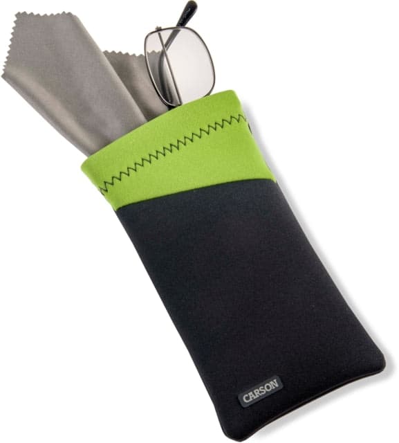 Carson Eyeglass Pouch w/Built-in Microfiber Cloth Grey/Green 6.7x7.6in
