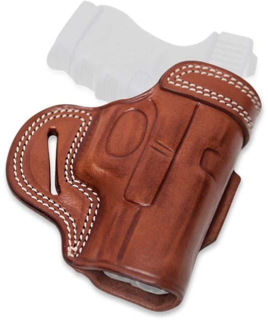 Cebeci Arms Leather Belt Reinforced Combat Grip Holsters S&W K Frame Revolvers 2.5in Left Tan