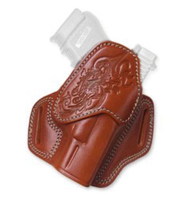 Cebeci Arms Leather Floral Design Combat Grip Holsters Ruger Sr9/Sr40 Right Tan