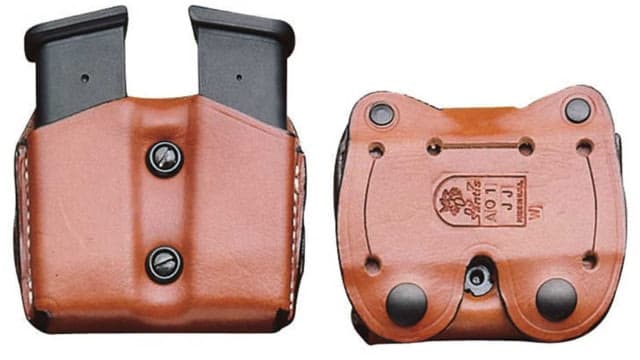 DeSantis Double Magazine Leather Pouch Long Single Stack 10mm/45cal S&W M&P Shield Ambidextrous Plain Tan