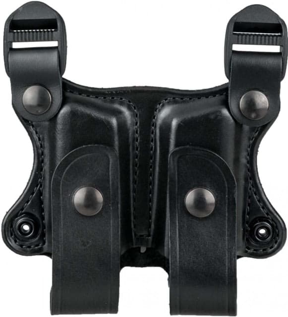 DeSantis Double Magazine Pouch for Shoulder Rigs Single Stack 10mm/45cal Ambidextrous Plain Black