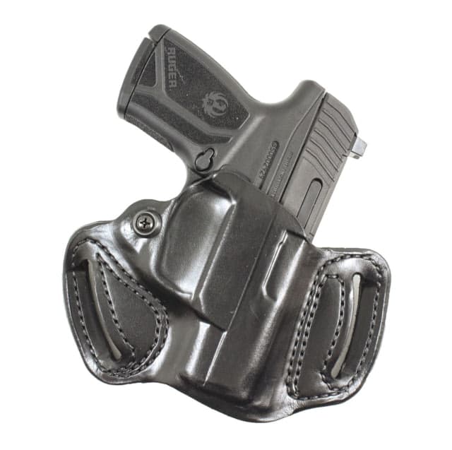 DeSantis Mini Slide OWB Belt Holster Unlined Leather RM1C Left Hand Plain Black RM1C