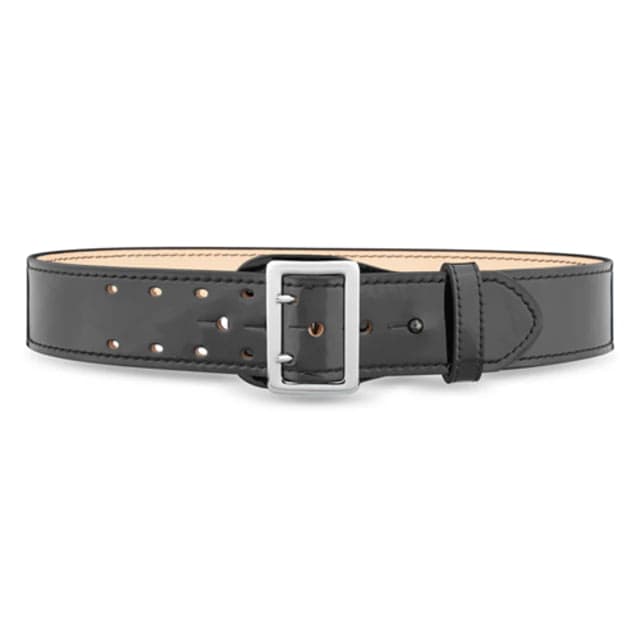 DutyMan 2-1/4inch High-gloss Leather Sam Browne 2-row Stitch Duty Belt With Nickel Buckle