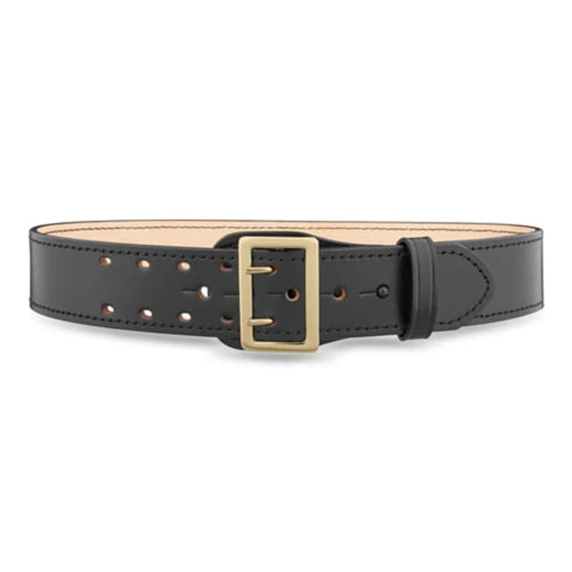 DutyMan 2-1/4inch Plain Leather Sam Browne 2-row Stitch Duty Belt With Gold Buckle