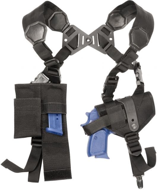 Elite Survival Systems Mod/Ambi Shoulder Holster System Size 11 Vertical Holster Dual Harness Double Mag Pouch And Tie-Down Black