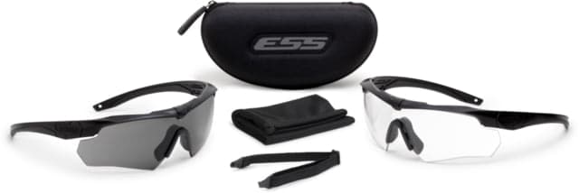 Ess Crossbow 2x Eyeshields Shooting Safety Glasses Black Frame Clear/Smoke Lenses