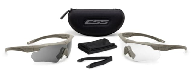 Ess Crossbow 2x Eyeshields Shooting Safety Glasses Coyote Brown Frame