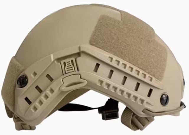 ExecDefense USA High Cut Ballistic Helmet w/ Side Rails & NVG III-A Tan L