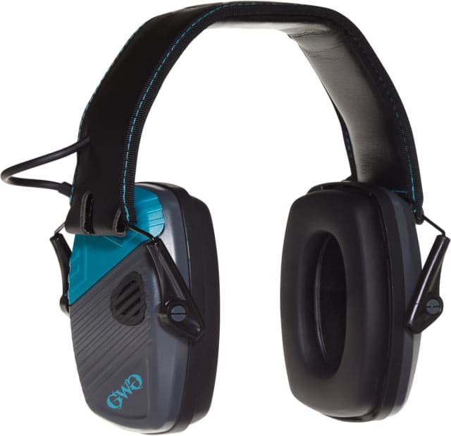 Girls With Guns Shield Low-Profile Electronic Earmuffs 24 dB NRR ANSI S3.19 & CE EN352-1 Hearing Protection Rated Gray/Teal/Black One Size