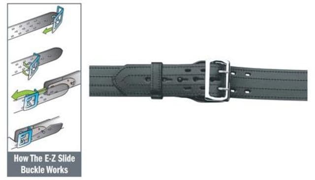 Gould & Goodrich E-Z Slide Duty Belt 4 Row Stitched 36 Nickel Hi-Gloss