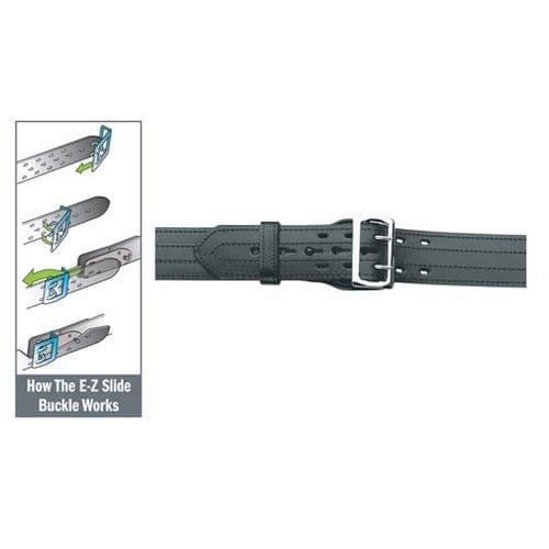 Gould & Goodrich E-Z Slide Duty Belt 4 Row Stitched 40 Nickel Hi-Gloss