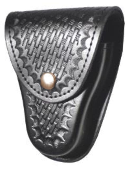 Gould & Goodrich Leather Duty B80 Handcuff Case/Glove Pouch Brass Hardware Black Weave