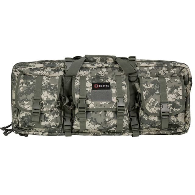 Gps Double Rifle Polyester Case 28 In Hook And Loop Fastener Lockable Zippers Molle Attachment System 2 Padded Slots Gray Digital