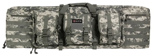 Gps Double Rifle Polyester Case 42 In Hook And Loop Fastener Lockable Zippers Molle Attachment System 2 Padded Slots Gray Digital