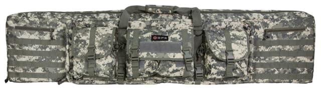 Gps Double Rifle Polyester Case 55 In Hook And Loop Fastener Lockable Zippers Molle Attachment System 2 Padded Slots Gray Digital