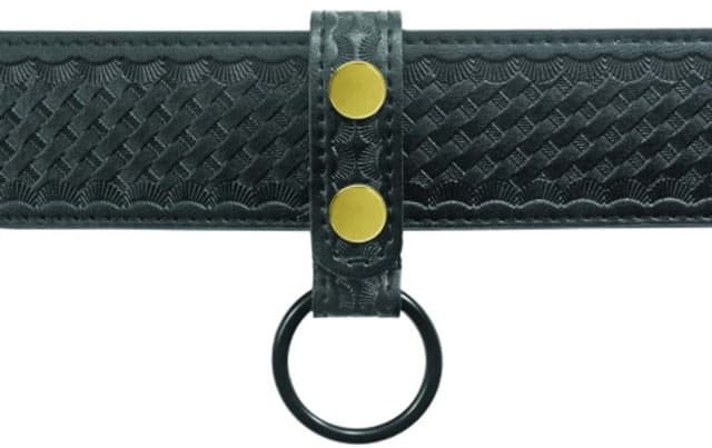 Hero's Pride Heros Pride Airtek C-Cell Single Ring Flashlight Holder W/ Brass Snaps & Black Metal Rings Basket Weave Black