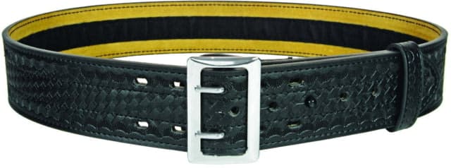 HEROs PRIDE AirTek Sam Browne Hook Lined 2.25in Deluxe Duty Belt Basket Weave Black Nickel Buckle Black 66in Waist