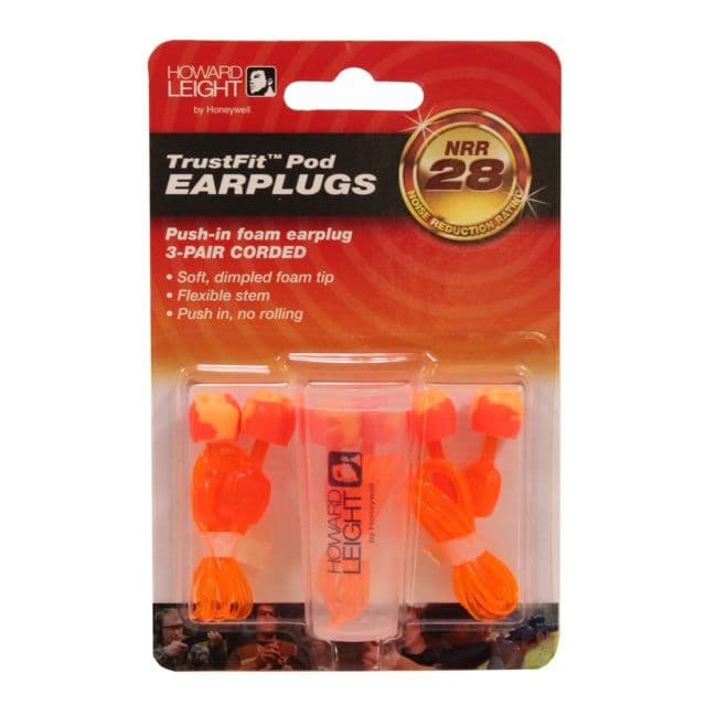 Howard Leight TrustFit Pod Corded Earplugs Orange One size fits most